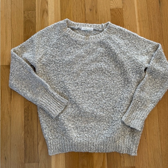 Double Zero Marled Knit Crewneck Sweater M Beige Chunky Cozy Sweater Warm - Picture 2 of 7